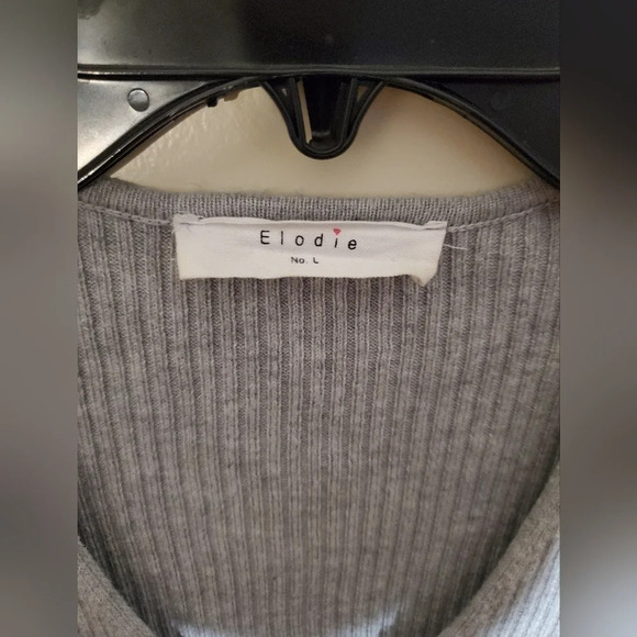 Elodie wool blend v neck ribbed sweater size L grey - Picture 7 of 8